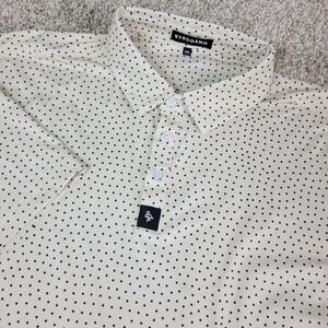 Byrdgang Mens 2XL Yellow AOP Polka Dots Performance Stretch Polo Short Sleeve